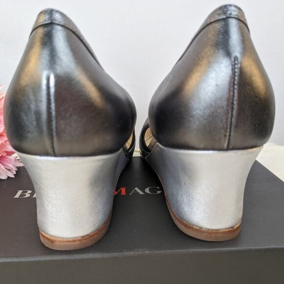 Bruno Magli Fiesse Wedge Heel Gray Color-Block Lambskin Leather Size 9.5 AA, NEW - Picture 6 of 10